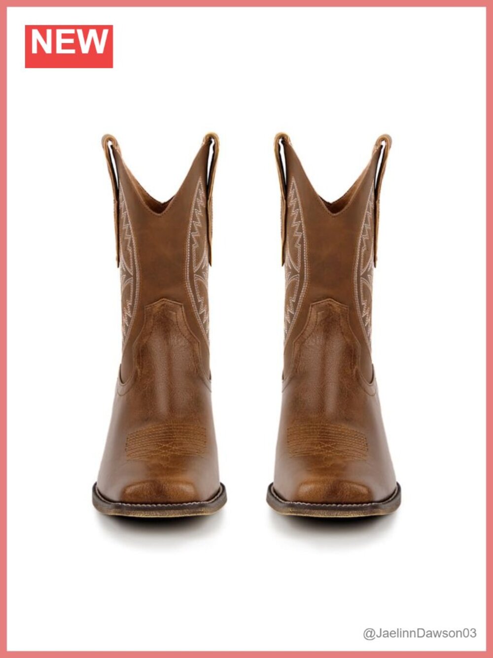 Faux Leather Embroidered Western Bootie Ankle Boots Block Heel Pull On Cowgirl - Picture 3 of 6